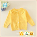 Nova camisola amarela projeta para crianças computador malha / lã camisola design para menina / crianças bordado camisola moda